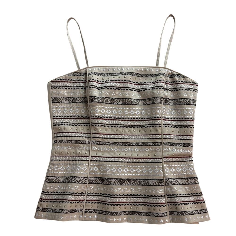 WHBM women Neutral Corset Tube Top w Boning Structure Size 2